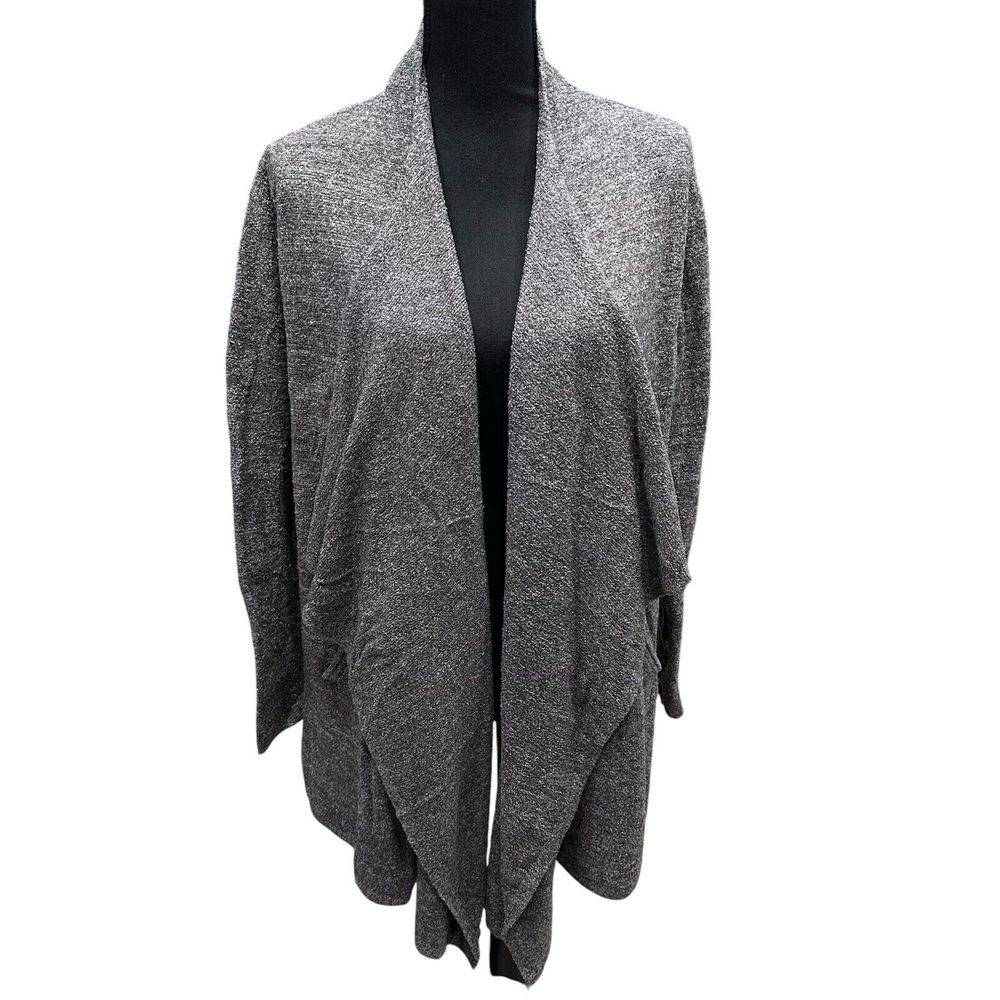 Barefoot‎ Dreams Women's Grey CozyChic Lite Knit Open Cardigan Sweater L/XL Soft